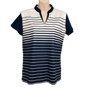 Izod Striped Short Sleeve Golf Shirt Sz M